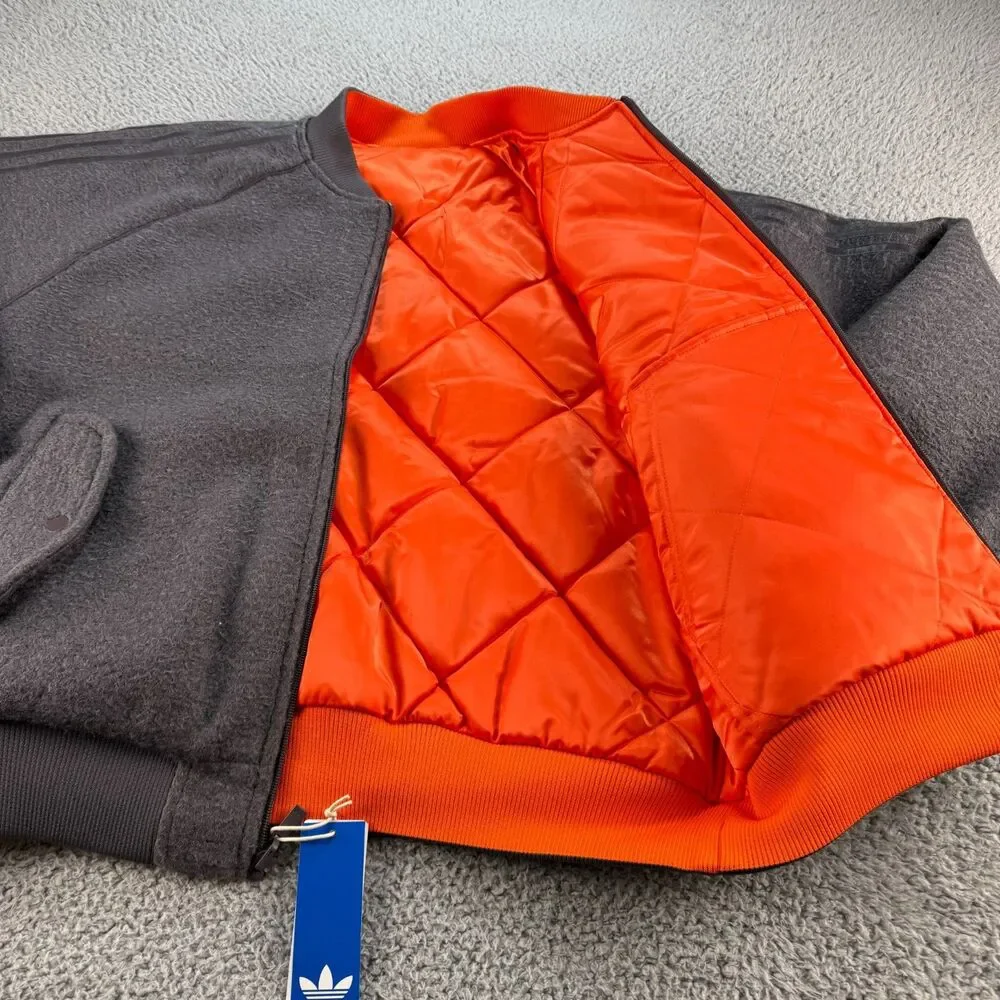 Adidas Reversible Superstar Bomber Jacket Mens Large Grey Orange Originals Loose